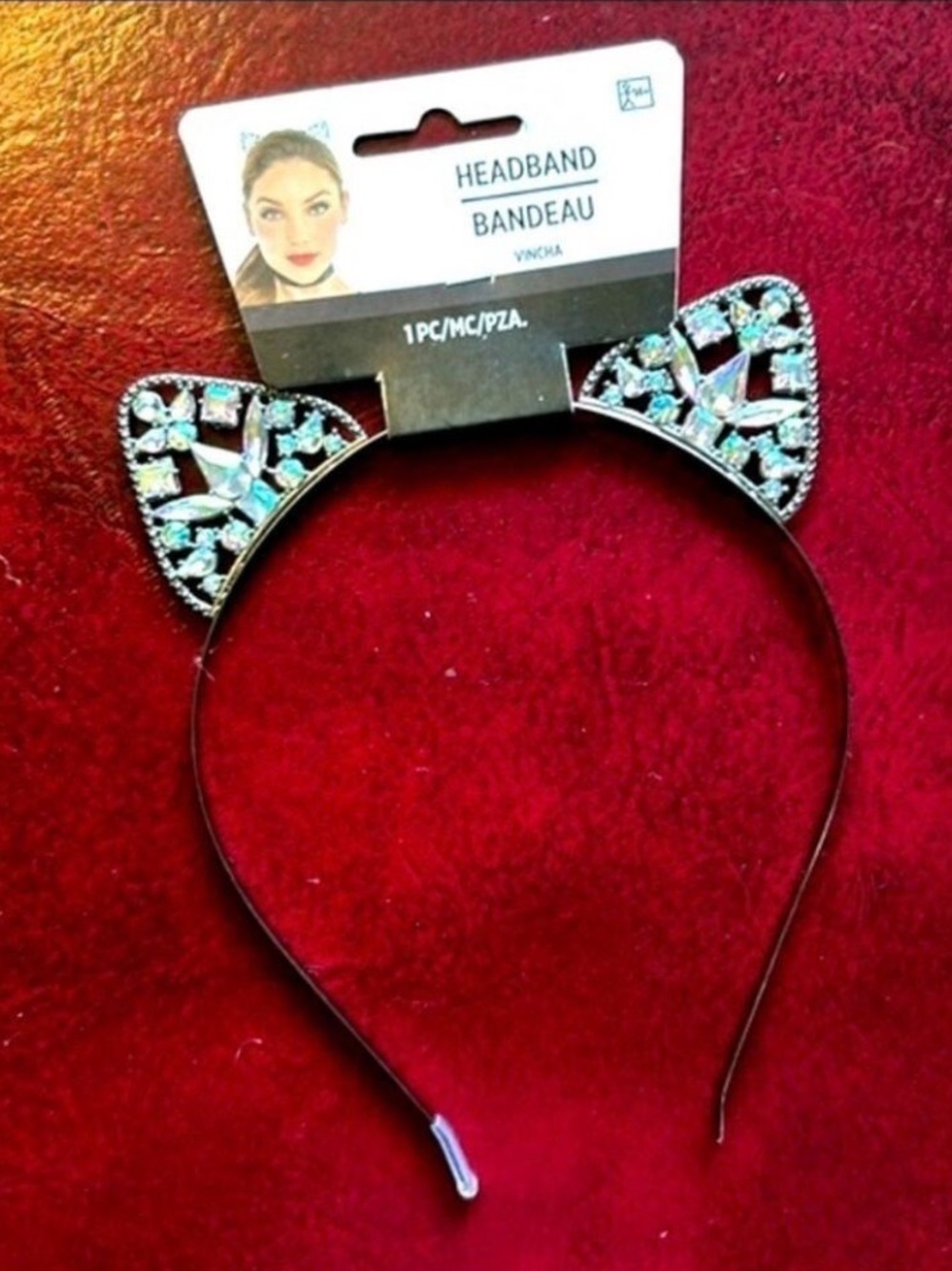 Cat Ear Adult Crystal Bejeweled Cat Ear Headband NEW Back to School Halloween